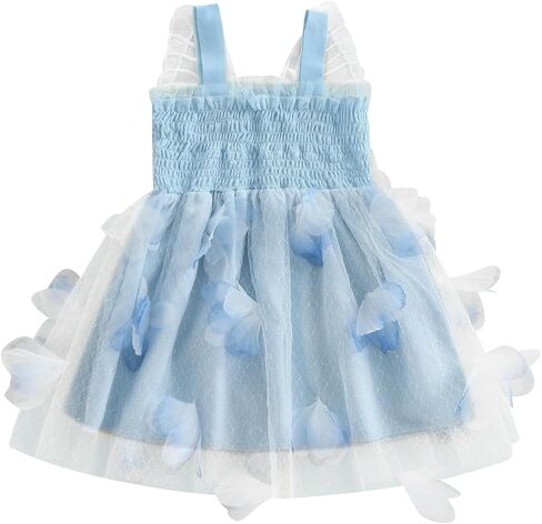 Toddler Baby Girls Dress Sleeveless Wings Flower Tulle Tutu Princess Summer Birthday Party Dresses Baby Pinkish Orange 6-12 Months in Saudi Arabia