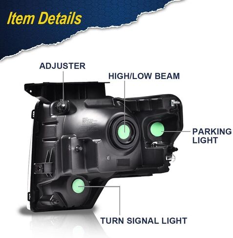G-PLUS LED DRL Headlight Assembly, Compatible with 2009-2014 Ford F150 2009 2010 2011 2012 2013 2014 Headlamps, Driver Side & Passenger Side, Clear lens Chrome Housing Clear Reflector in Saudi Arabia