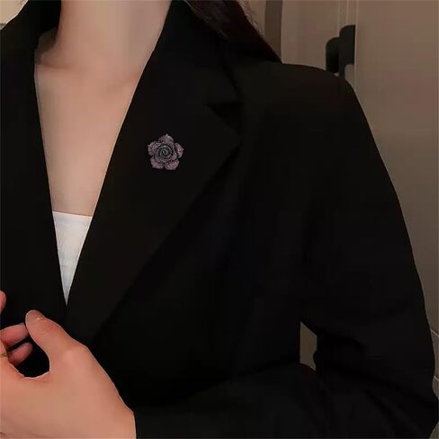 Rhinestone Rose Flower Brooch for Women Fashion Crystal Blossom Flower Brooches Lapel Pins Elegant Dress Accessories Jewelry Boutonniere Corsage for Hat Suit Valentine Mother Jewelry Wedding in Saudi Arabia