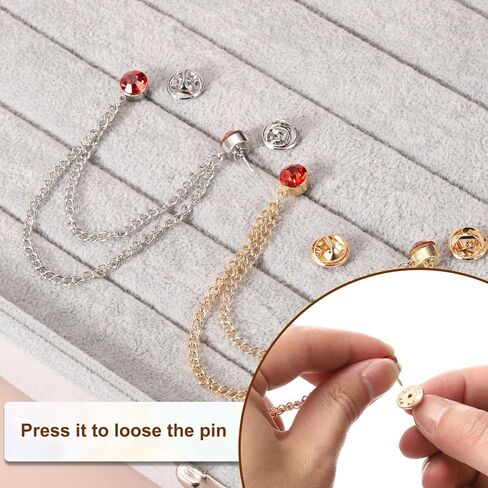 PATIKIL Rhinestone Chain Brooch Pins, Round Crystal Tassel Chain Hanging Fashion Crystal Lapel Suit Pins in Saudi Arabia