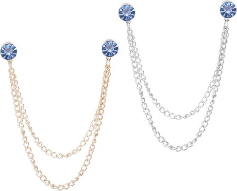 PATIKIL Rhinestone Chain Brooch Pins, Round Crystal Tassel Chain Hanging Fashion Crystal Lapel Suit Pins in Saudi Arabia