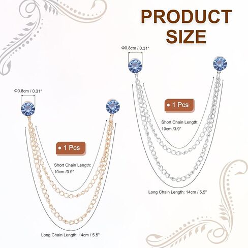PATIKIL Rhinestone Chain Brooch Pins, Round Crystal Tassel Chain Hanging Fashion Crystal Lapel Suit Pins in Saudi Arabia