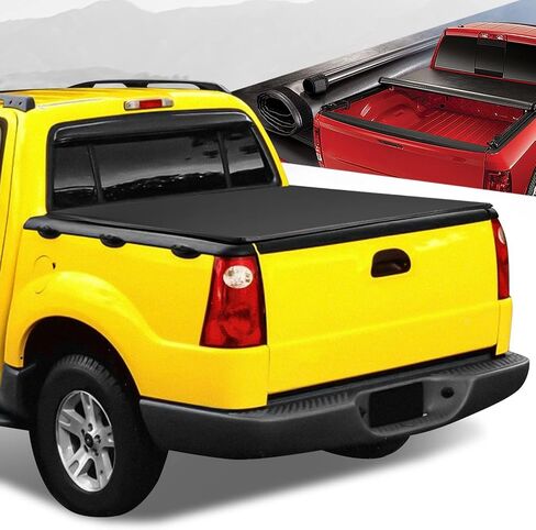 Auto Dynasty Soft Tri-Fold Truck Bed Tonneau Cover Compatible with 2001-2005 Ford Explorer Sport Trac 4.2Ft/50Inch Short Bed, Matte Black Soft Vinyl Top in Saudi Arabia