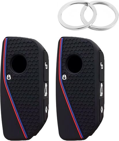 غطاء مفتاح FOB ، حامي مفتاح ملمس عسل العسل ، ملحق محمول ، متوافق مع BMW (أسود) in Kuwait