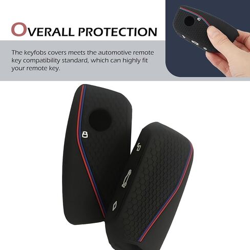 غطاء مفتاح FOB ، حامي مفتاح ملمس عسل العسل ، ملحق محمول ، متوافق مع BMW (أسود) in Kuwait