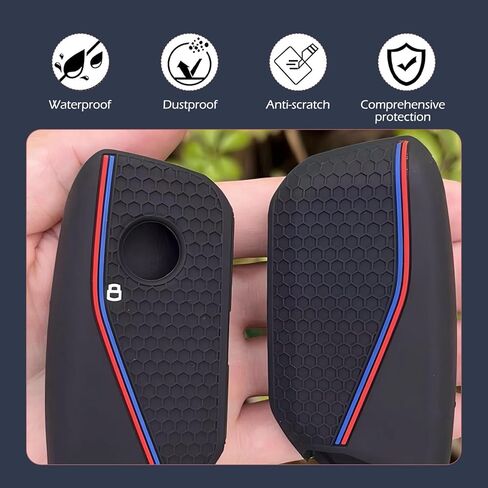 غطاء مفتاح FOB ، حامي مفتاح ملمس عسل العسل ، ملحق محمول ، متوافق مع BMW (أسود) in Kuwait