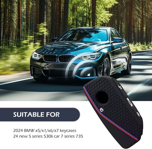 غطاء مفتاح FOB ، حامي مفتاح ملمس عسل العسل ، ملحق محمول ، متوافق مع BMW (أسود) in Kuwait