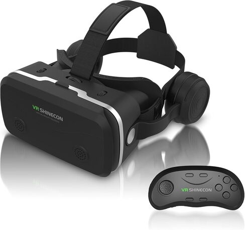 Virtual Reality Headset for iPhone & Android Phones, VR Headset with Remote Controller, HD 3D VR Glasses for TV, Movies & Video Games, VR Headset for Kids, Adults, Compatible 4.7-7 inch in Kuwait