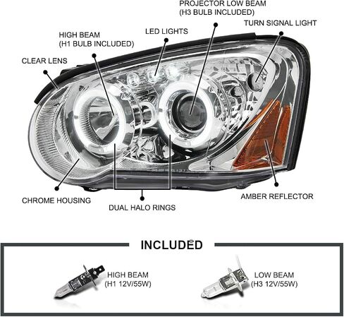 SPEC-D TUNING Black Halo Projector Headlights Compatible with 2004-2005 Subaru Impreza RS/WRX/Outback/STI, Left + Right Pair Headlamps Assembly in Saudi Arabia