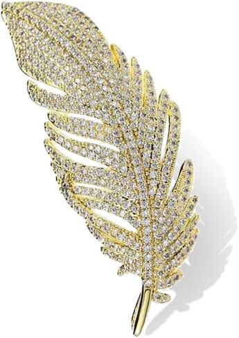 Rhinestone Feather Brooch Pin for Women Sparkly Crystal Leaf Lapel Pins Vintage Angel Wings Corsage Suit Jacket Brooch Pin Jewelry Birthday Gifts in Kuwait
