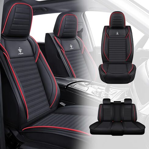 أغطية مقعد السيارة متوافقة مع Nissan Altima 1999-2025 مقعد جلدي تغطي مريح ، توافق الوسادة الهوائية ، مقاومة للماء ، متينة ، سهلة التنظيف ، لسيارات سيارات (مجموعة كاملة ، أحمر أسود) in Kuwait