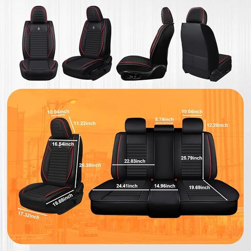 أغطية مقعد السيارة متوافقة مع Nissan Altima 1999-2025 مقعد جلدي تغطي مريح ، توافق الوسادة الهوائية ، مقاومة للماء ، متينة ، سهلة التنظيف ، لسيارات سيارات (مجموعة كاملة ، أحمر أسود) in Kuwait