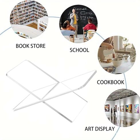 Acrylic Book Stand Large Open Display for Cookbook Art Bible Easel Magazine Textbooks Clear Stands Guest Coffee Table Reading Transparency Holder Kitchen Home Decor 7.5*4.5*4.5 inches (7.5*4*4) in Saudi Arabia