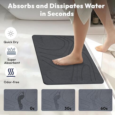 Stone Bath Mat - Premium Stone Bath Mats for Bathroom Elegant Diatomaceous Earth Bath Mat for All Fast-Drying Non-Slip Eco-Friendly Durable Easy to Clean in Saudi Arabia
