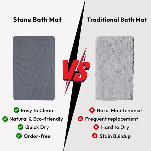 Stone Bath Mat - Premium Stone Bath Mats for Bathroom Elegant Diatomaceous Earth Bath Mat for All Fast-Drying Non-Slip Eco-Friendly Durable Easy to Clean in Saudi Arabia