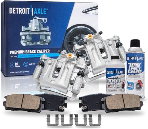 Detroit Axle - Rear Disc Calipers + Ceramic Brake Pads Replacement for 2008-2017 Chevrolet Equinox Captiva Sport GMC Terrain Saturn Vue - 6pc Set in Saudi Arabia