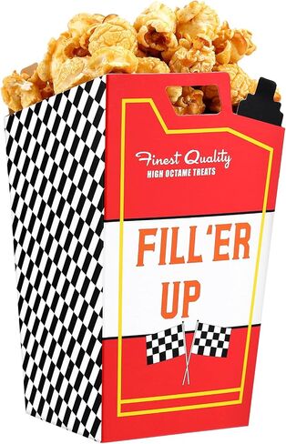 Outus 24 Pieces Race Car Fuel Can Popcorn Treat Boxes Racing Birthday Party Supplies Candy Cookie Container For Baby Shower, Bridal Shower, Race Car Theme Party Favors Decoration in Saudi Arabia