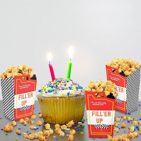 Outus 24 Pieces Race Car Fuel Can Popcorn Treat Boxes Racing Birthday Party Supplies Candy Cookie Container For Baby Shower, Bridal Shower, Race Car Theme Party Favors Decoration in Saudi Arabia