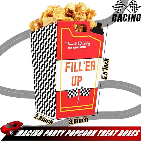 Outus 24 Pieces Race Car Fuel Can Popcorn Treat Boxes Racing Birthday Party Supplies Candy Cookie Container For Baby Shower, Bridal Shower, Race Car Theme Party Favors Decoration in Saudi Arabia