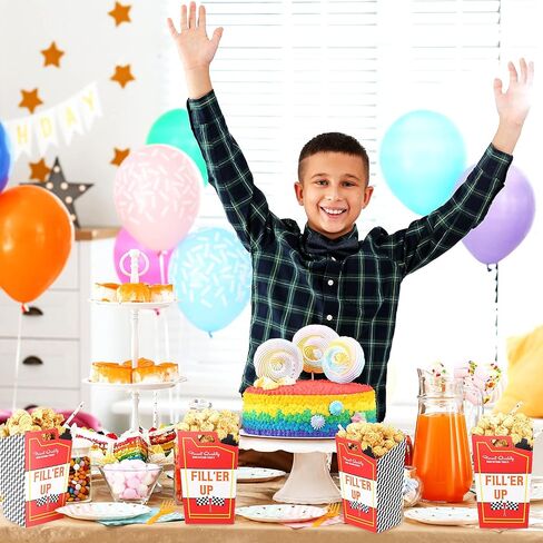 Outus 24 Pieces Race Car Fuel Can Popcorn Treat Boxes Racing Birthday Party Supplies Candy Cookie Container For Baby Shower, Bridal Shower, Race Car Theme Party Favors Decoration in Saudi Arabia