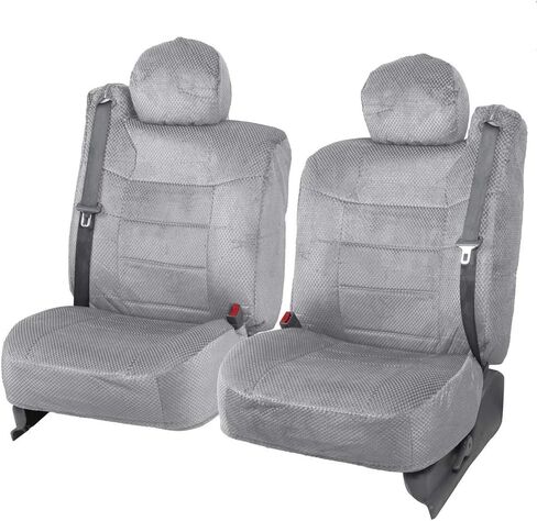 BDK Scottsdale Cloth 2-Pack Front Seat Covers for Pick-Up Trucks, Trucks, Vans with Integrated Seat Belt, Detachable Headrest Without Integrated Arm Rest- Black in Saudi Arabia