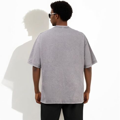 Men's Vintage Oversized T-Shirts Acid Wash Gym Shirt Short Sleeve Cotton Tee in Saudi Arabia