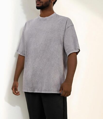 Men's Vintage Oversized T-Shirts Acid Wash Gym Shirt Short Sleeve Cotton Tee in Saudi Arabia