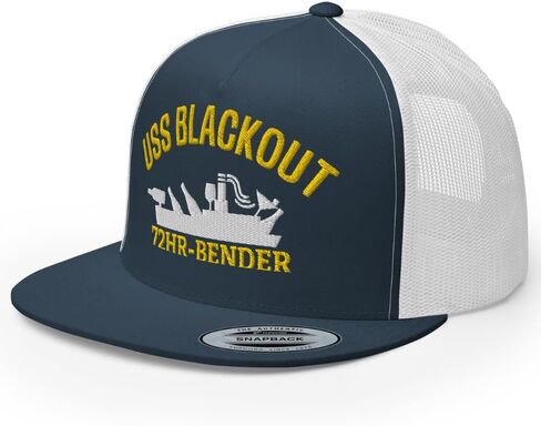 NG USS Blackout Embroidered Flat Bill Trucker Hat High Crown Adjustable Funny Captain Hat Party Cap in Kuwait