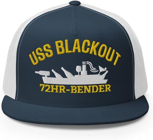 NG USS Blackout Embroidered Flat Bill Trucker Hat High Crown Adjustable Funny Captain Hat Party Cap in Kuwait