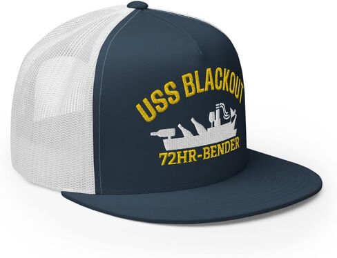 NG USS Blackout Embroidered Flat Bill Trucker Hat High Crown Adjustable Funny Captain Hat Party Cap in Kuwait