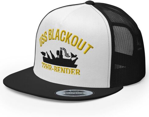 NG USS Blackout Embroidered Flat Bill Trucker Hat High Crown Adjustable Funny Captain Hat Party Cap in Kuwait