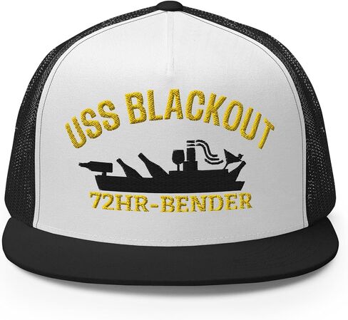 NG USS Blackout Embroidered Flat Bill Trucker Hat High Crown Adjustable Funny Captain Hat Party Cap in Kuwait