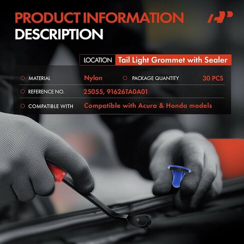 A-Premium 20PCS Nylon Tail Light Grommet Retainer Clips with Sealer Compatible with Honda Civic 2012-2015, Accord 2008-2012, HR-V HRV 2016-2023 & Acura ILX 2013-2022, RLX 2014-2017 - for 8mm Hole in Saudi Arabia