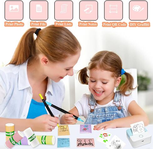 12 Rolls Self-Adhesive Mini Printer Sticker Paper - 6 White & 6 Vibrant Colors for M02/T02 Printers (Remove Inner Paper Holder), Thermal Sticker Paper for Photos, Lists, Study Notes & Scrapbooking in Kuwait