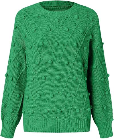 Women's Basic Warm Vintage Hair Ball Decorate Sweater Knitted Oversized Thick Loose Pullover Jumper in Saudi Arabia