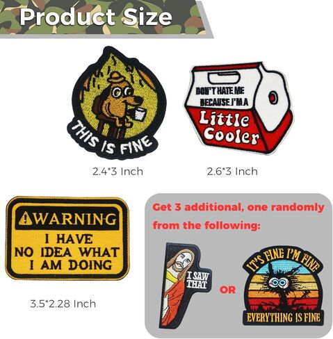 6PCS Funny Tactical Morale Patches with Hook and Loop, Embroidered Military Patch for Backpacks, Vests, Jackets, Lunch Bags, Hats, Dog Harness in Kuwait