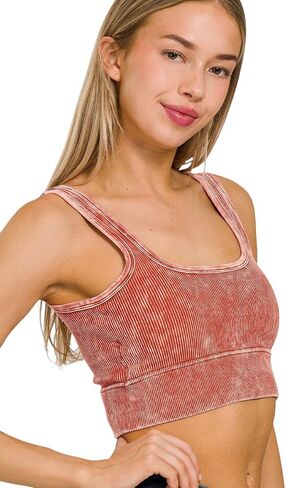Zenana Maddie غسلت محصول رقبة مربعة مضلعة أعلى bralette مع منصات صدرية in Kuwait