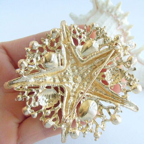 3.15" Starfish Brooch Pin Austrian Crystal Pendant BZ6412 in Saudi Arabia