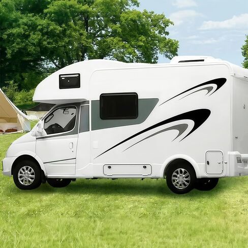 شارات فينيل كبيرة ، ملصقات جسم السيارة ، ملصقات رسومات الشريط فينيل ، ملصقات للعربة ، RV ، مقطورة ، منزل ، أسود+رمادي ، (DB04850ANPCS) in Saudi Arabia