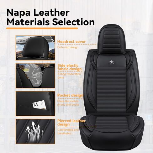 Car Seat Covers Compatible with Nissan Altima 1999-2025 Leather Seat Covers Comfortable, Airbag Compatibility, Waterproof, Durable, Easy to Clean, for Cars SUV(Full Set, Black Red) in Saudi Arabia