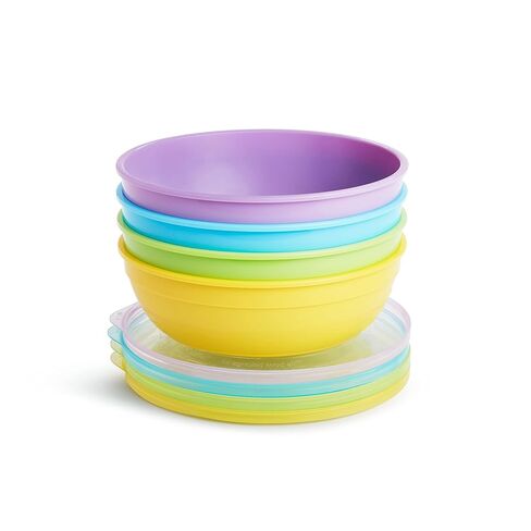 Munchkin® Love-a-Bowls™ 10 Piece Baby Feeding Set, Includes Bowls with Lids and Spoons, Multicolor & White Hot® Safety Baby Spoons, 4 Pack in Saudi Arabia