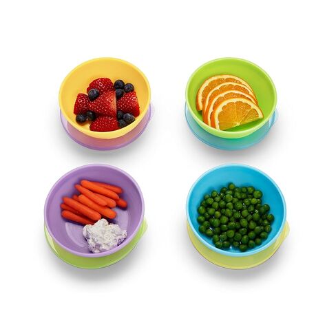 Munchkin® Love-a-Bowls™ 10 Piece Baby Feeding Set, Includes Bowls with Lids and Spoons, Multicolor & White Hot® Safety Baby Spoons, 4 Pack in Saudi Arabia