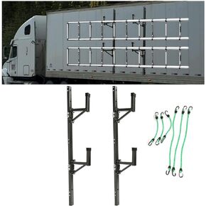 KUAFU Adjustable Trailer Ladder Rack Universal Side Mount Compatible with Enclosed Trailer Exterior Outside Wall - Carry 1 or 2 Ladders