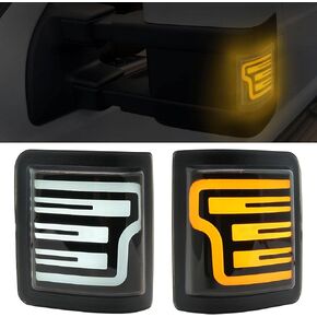 Dynamic Side Mirror Marker Turn Signal Lights for Ford F250 F350 F450 F550 Super Duty 2008-2016 Replacement Switchback White Day Running & LED Sequential Turn Aftermarket Lamps(Smoked Lens)