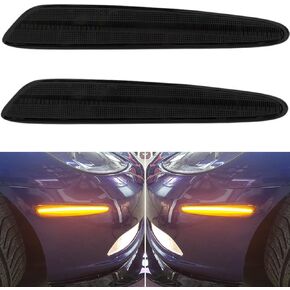 NJSBYL C6 Corvette LED Side Marker Light Kits for Chevy Corvette C6 2005 2006 2007 2008 2009 2010 2011 2012 2013 Grand Sport Z06 ZR1 Amber/Red LED Sidemarker Lamps Smoked Lens Turn Signal Lights