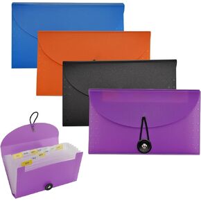 Expanding File Folders 4 Pack, 7.1" 4.2" Receipt Organizer Folder Bill File Folder with 12 Pocket for Coupons, Receipts,Tickets-Water Resistant…