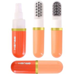 3 in 1 Multifunction Shoe Brush, Travel Portable Shoe Cleaning Brush with Sprayer, Small Cleaner for Sneaker Suede Nubuck Car Leather Care (Green)