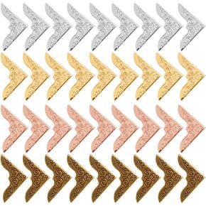 80 PCS Metal Book Corner Protector, Vintage Iron Guard Cover Book Scrapbooking Corner Protector, 4 Color Scrapbook Album Notebook Folder Corner Decorative Frame Angle Protector Covers