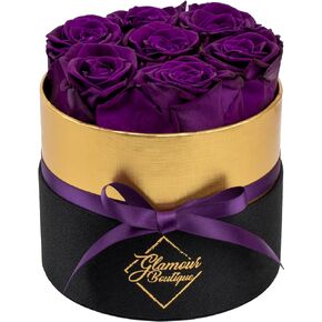 7-Piece Forever Flowers Round Box - Preserved Roses, Immortal Roses That Last A Year - Eternal Rose Preserved Flowers for Delivery Prime Mothers Day & Valentines Day - Yellow
