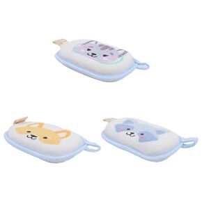 Lurrose 3pcs Baby Bathing Brush Cartoon Animal Ultra Soft Cotton Absorbent Sponge Toddler Bath Sponge Scrubber For Toddler Infants Newborn